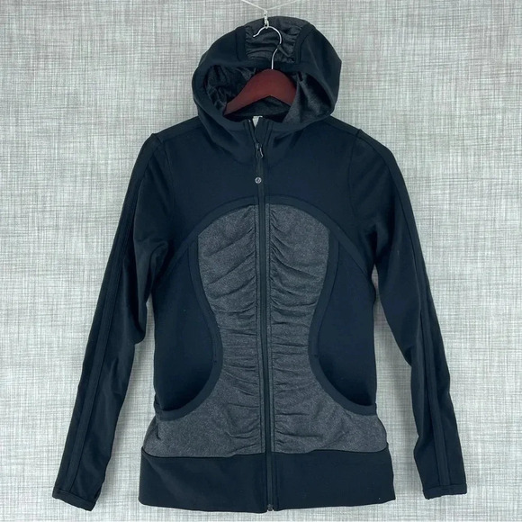 Lululemon Hoodie Full zip size 8 black gray 0295 - Picture 1 of 8